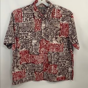 Koa Road Hawaiian red brown short sleeve shirt EUC